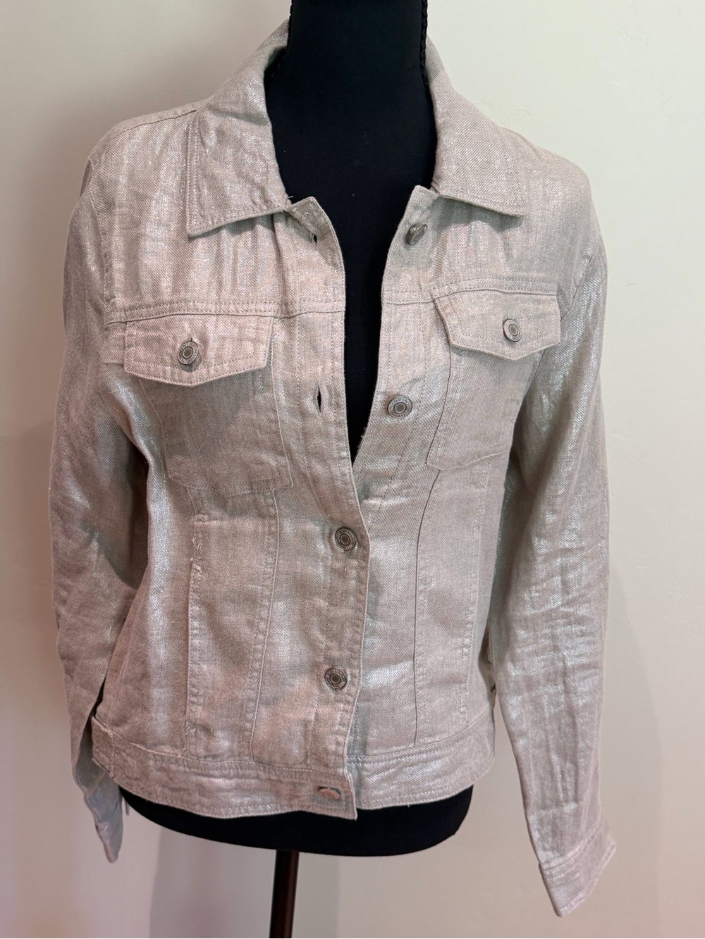 Jones New York Shimmery Silver Jean Jacket